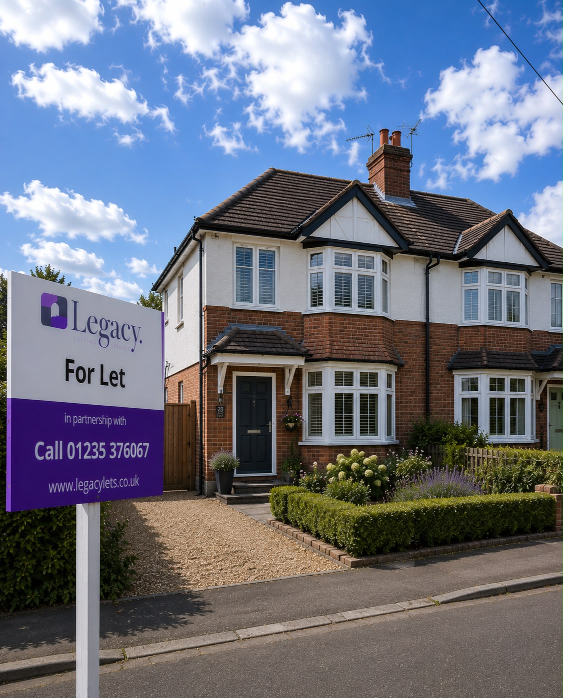 A Legacy PSL For Let board outside a semi-detached home in Didcot